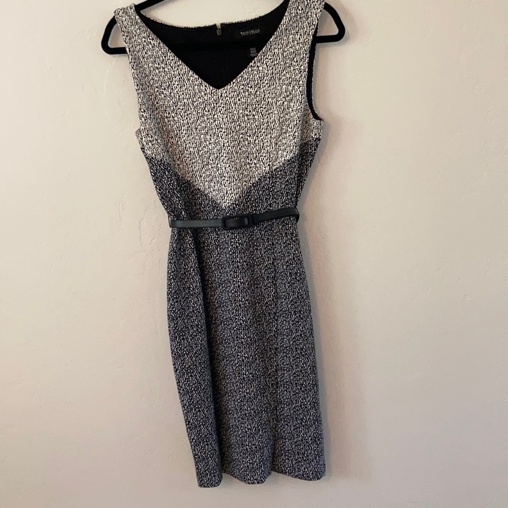 White house black market dress. Size 4. Black and white with adjustable belt.